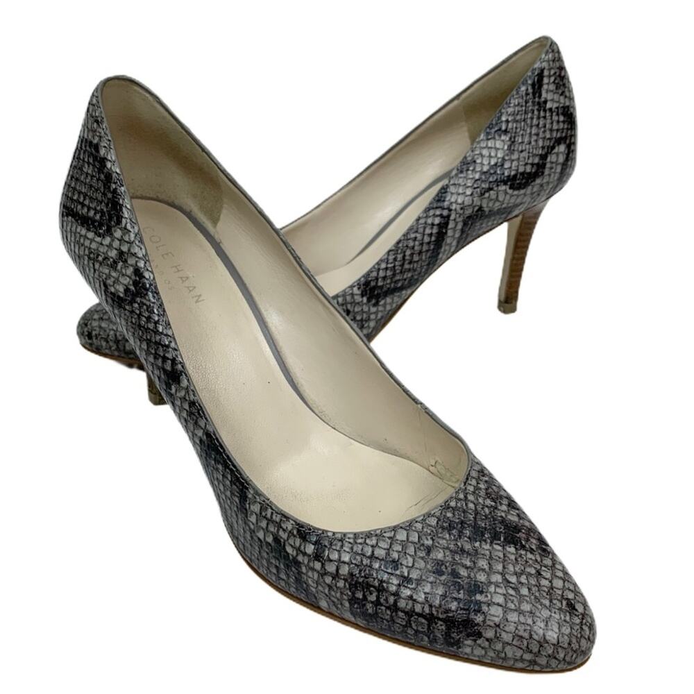 Cole Haan Snakeskin Almond Toe 3.5” Heels Women’s Size 8B Python Print Pumps - Picture 4 of 10